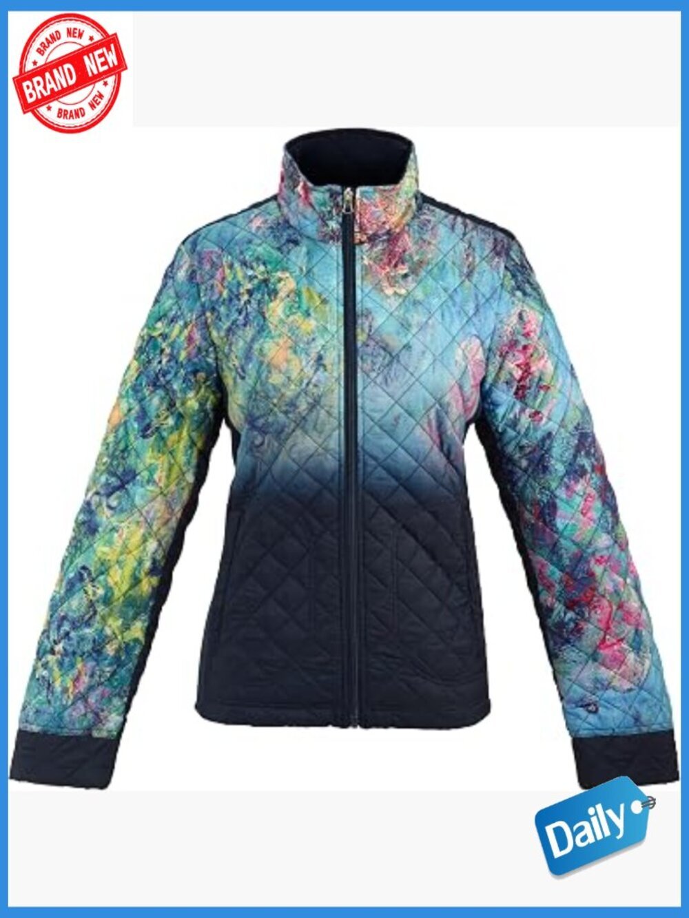Women's Quilted Lightweight Jacket Long Sleeve Water-Repellent Side Pockets